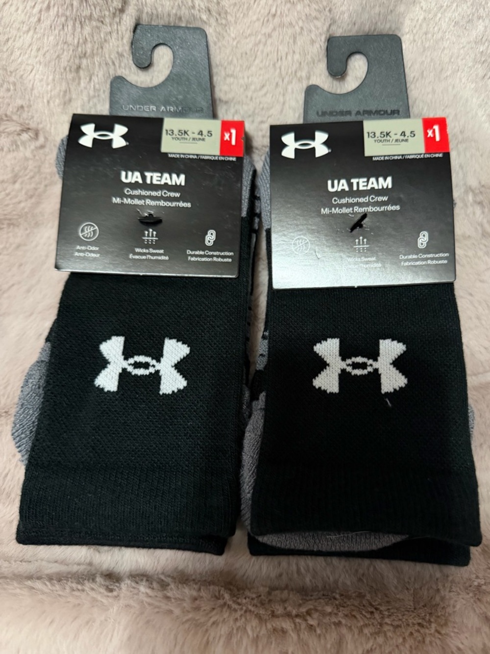 Under Armour Black UA Team Cushioned Crew Socks - Pair